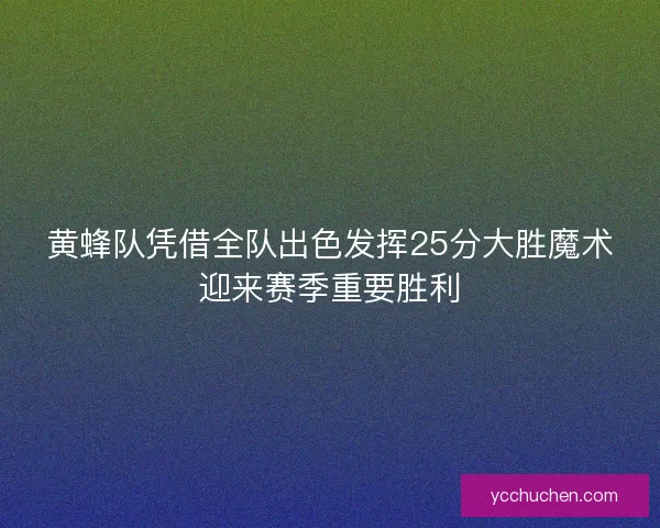 黄蜂队凭借全队出色发挥25分大胜魔术迎来赛季重要胜利 黄蜂队凭借全队出色发挥25分大胜魔术迎来赛季重要胜利